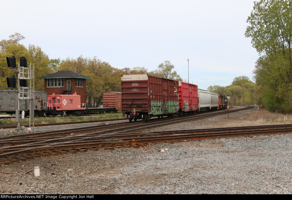 Relocated to the rail park, the old Griffith tower watches trains still pass by